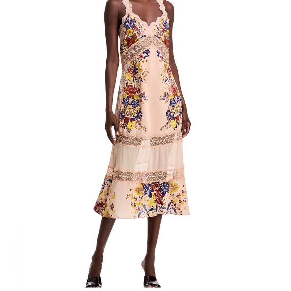 FARM Rio Pink and Tan Midi Sundress. NEW with Tags! Sexy and Feminine!